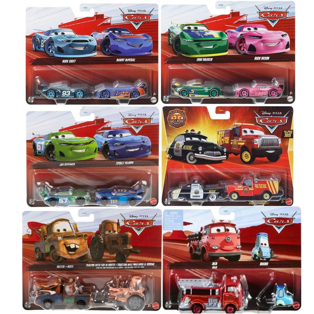 Disney Cars Pack-2 Filme Carros Mcqueen Mater Mattel 1:55 | Shopee