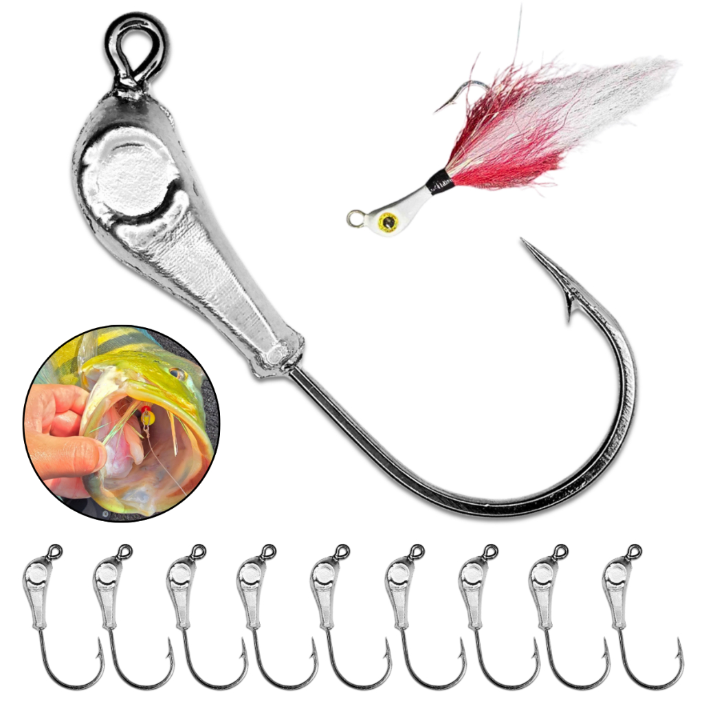 Jig Head Anzol Pesca Kit 10un Atado Banana Jig de Pena Xuxinha