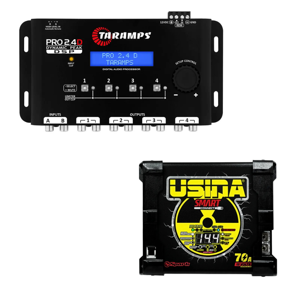 Kit Taramps Pro 2.4 Dynamic Peak + Fonte Usina Connect 70a