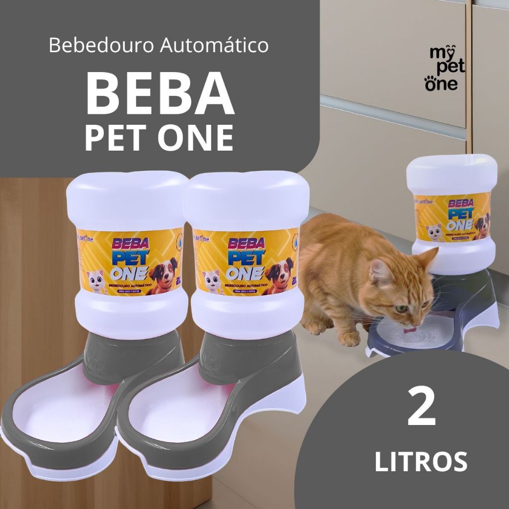 Kit 2 Bebedouro Automático Beba Pet One 2 Litros - Nude | Shopee Brasil