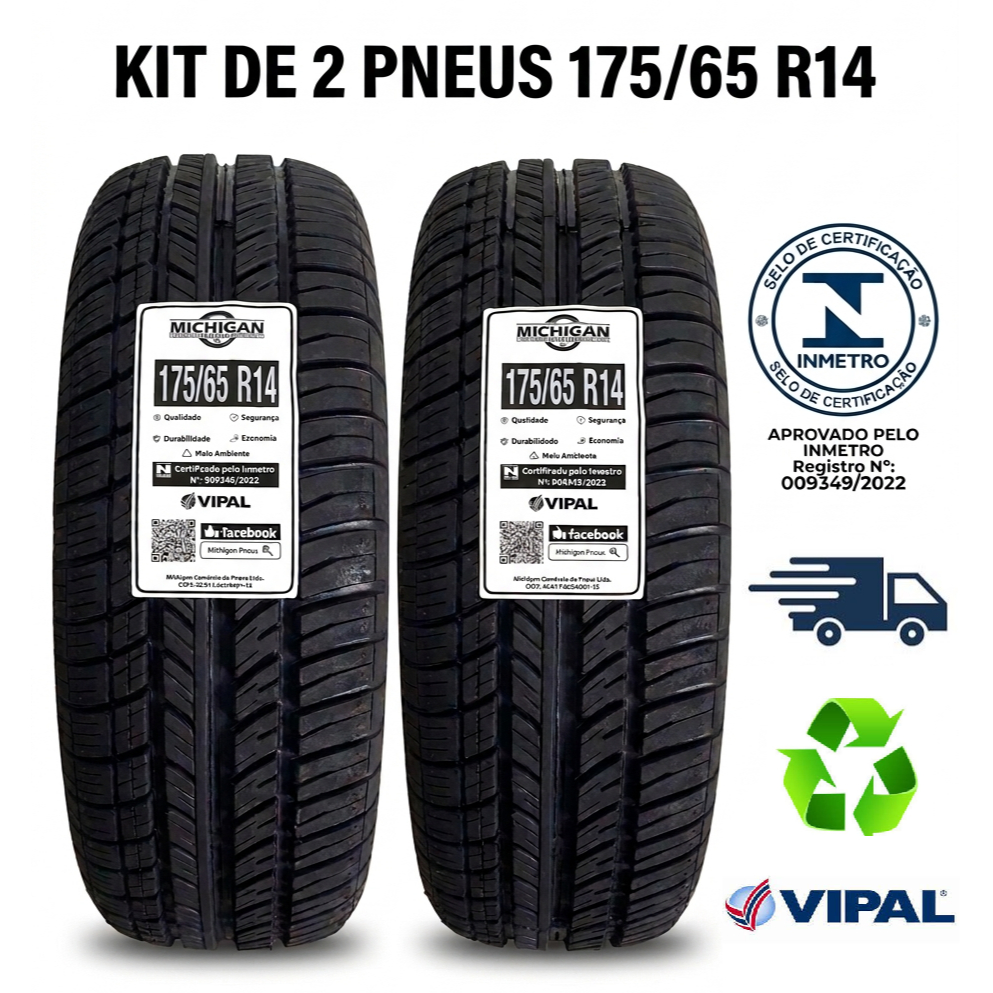 ② しじみ　155 65 14 Kit 2 Pneus 175/65/14 MICHIGAN BORRACHA VIPAL | Shopee Brasil