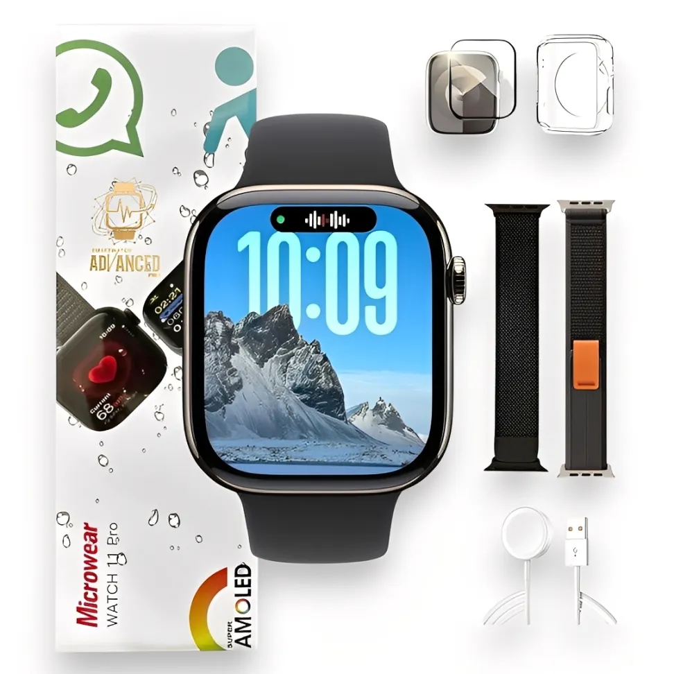 Relógio Smartwatch W11 Pro Series 11 Amoled Whatsapp Gps Nfc Preto ...
