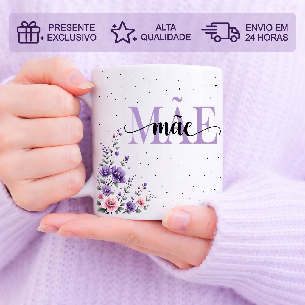 Caneca Personalizada Floral Dia Das Maes - Presente para mãe - Feliz ...
