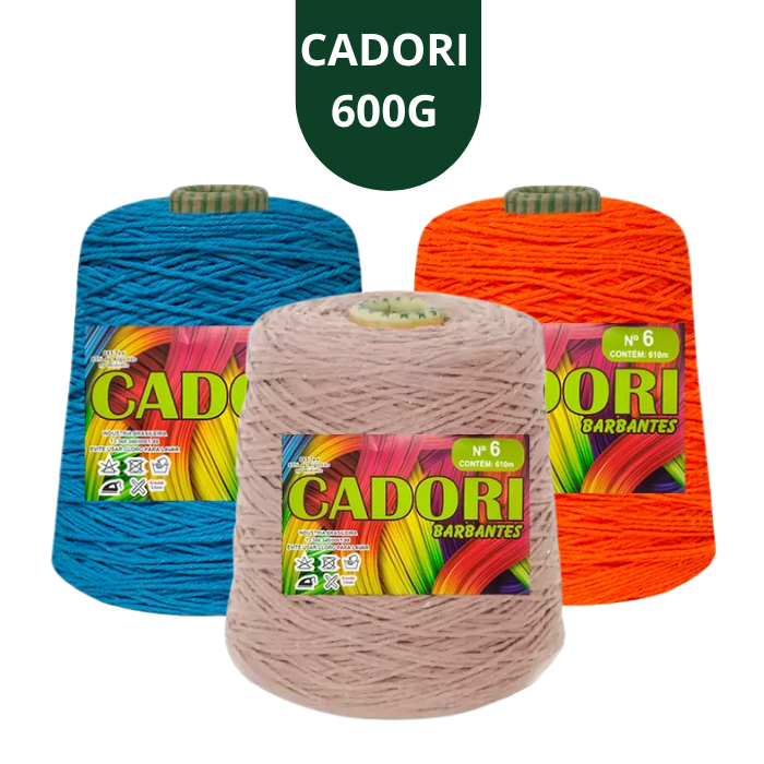 Barbante Cadori Fio 6 600g Cores + vendidas Rolo 610m Super Macio