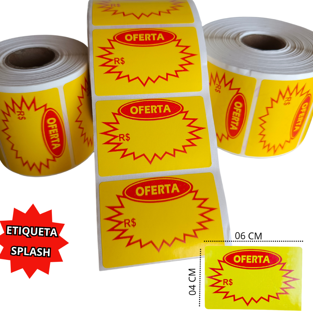 ETIQUETA ADESIVA SPLASH60X40mm AMARELA ROLO C/ 1.000 PAPEL C