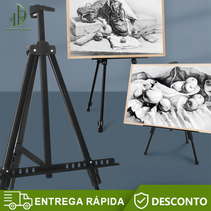 Cavalete Tripé Ajustável De Pintura Artistica Em Metal Preto