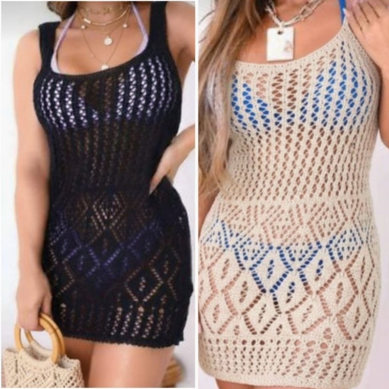 kit 02 Saída  de praia trico   Canga Feminino, Moda Praia, Verão Piscina plussize   46 a 48 | Shopee Brasil