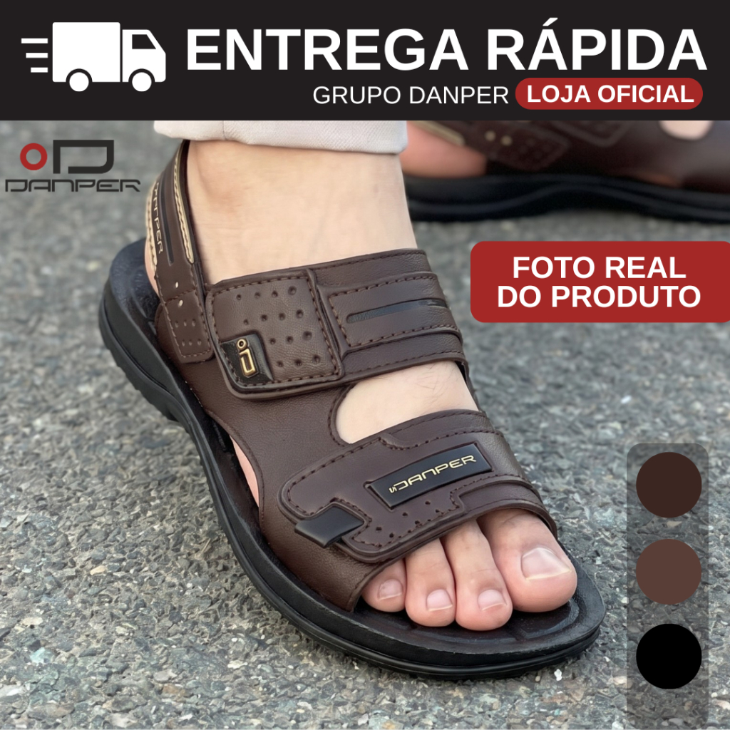 DANPER Alpha Sandália Confortável Ortopédica Masculina Original Para Motociclistas