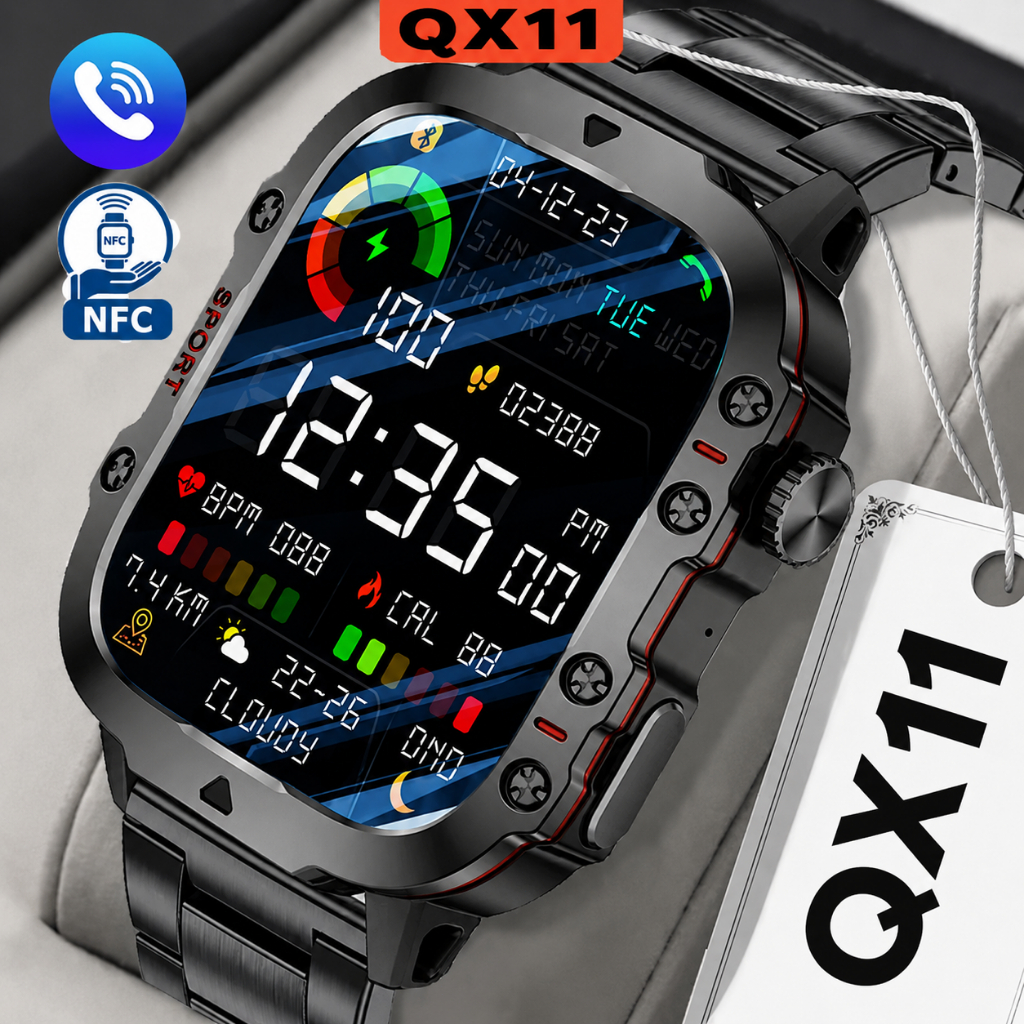 Smart Watch QX11 Original Masculino Feminino Esportivo Tela de Toque HD de 1,83 inches