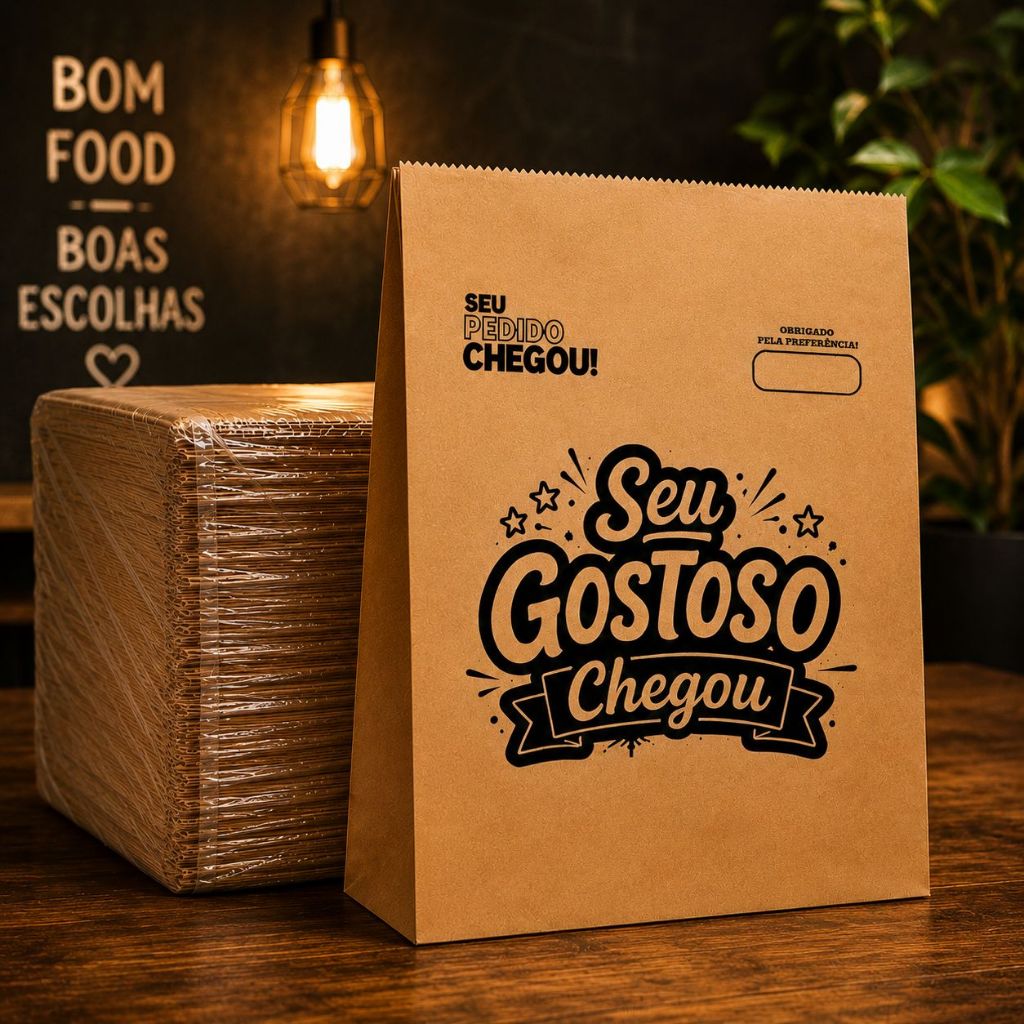 Saco Kraft Reforçado Delivery 18x30x10cm 100Uni
