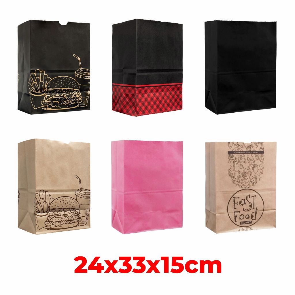 300 Sacos Para Delivery Grande 24x33x15cm Kraft Natural, Pre
