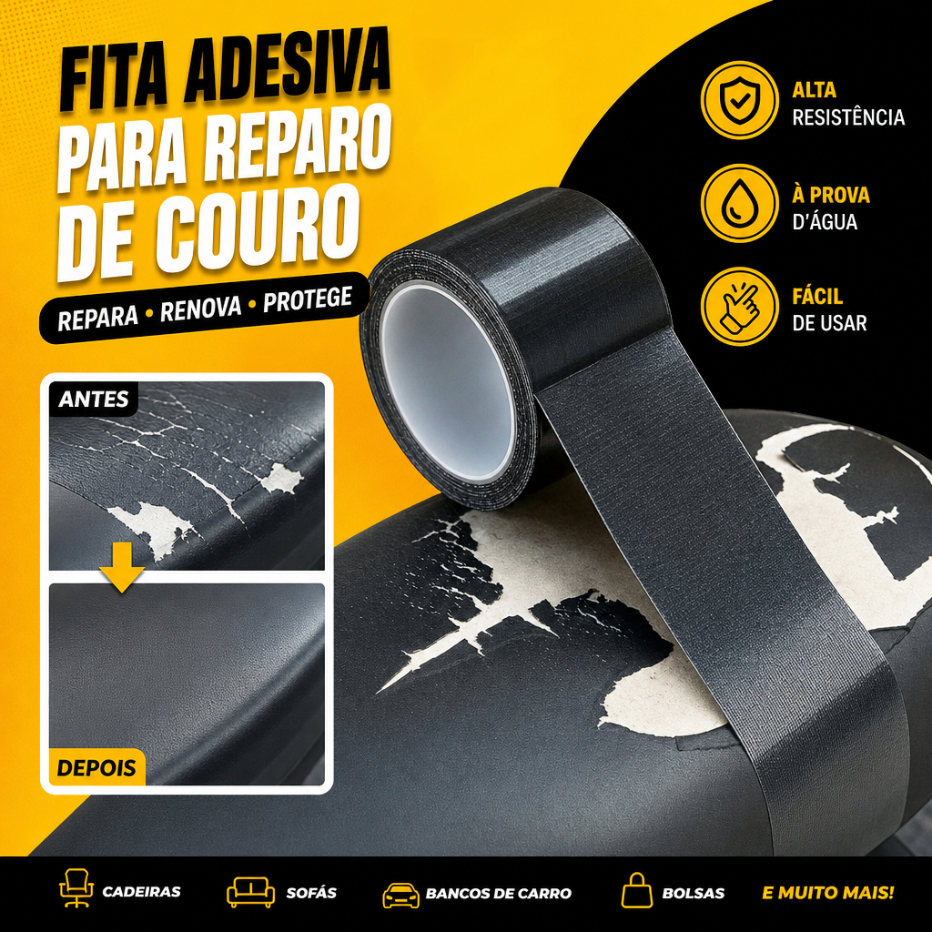 Kit De Reparo De Couro Fita Adesiva Preta Para Móveis , Sofás , Assentos De Carros
