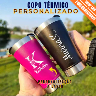 Copo Térmico 473 ML Personalizado Nome Time Envio Imediato