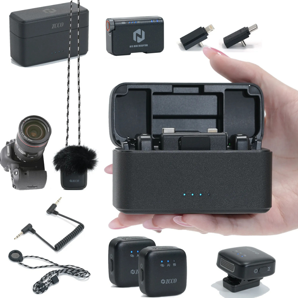 ZCCO M15 Mini Microfone Mini Lapela Sem Fio Magnético c/ Redução
