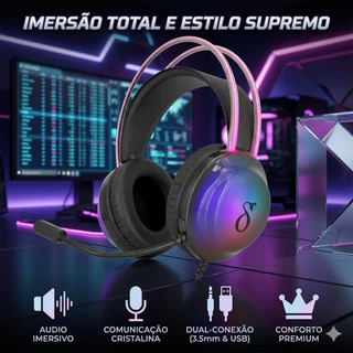 Headphone Gamer DELTA F4132 RGB Estéreo Com Microfone Para PC Notebook PS4