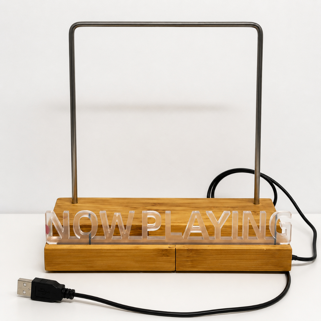 Suporte para Discos de Vinil com LED Now Playing | Expositor de LP com Iluminação USB | Decoração Retrô para Sala