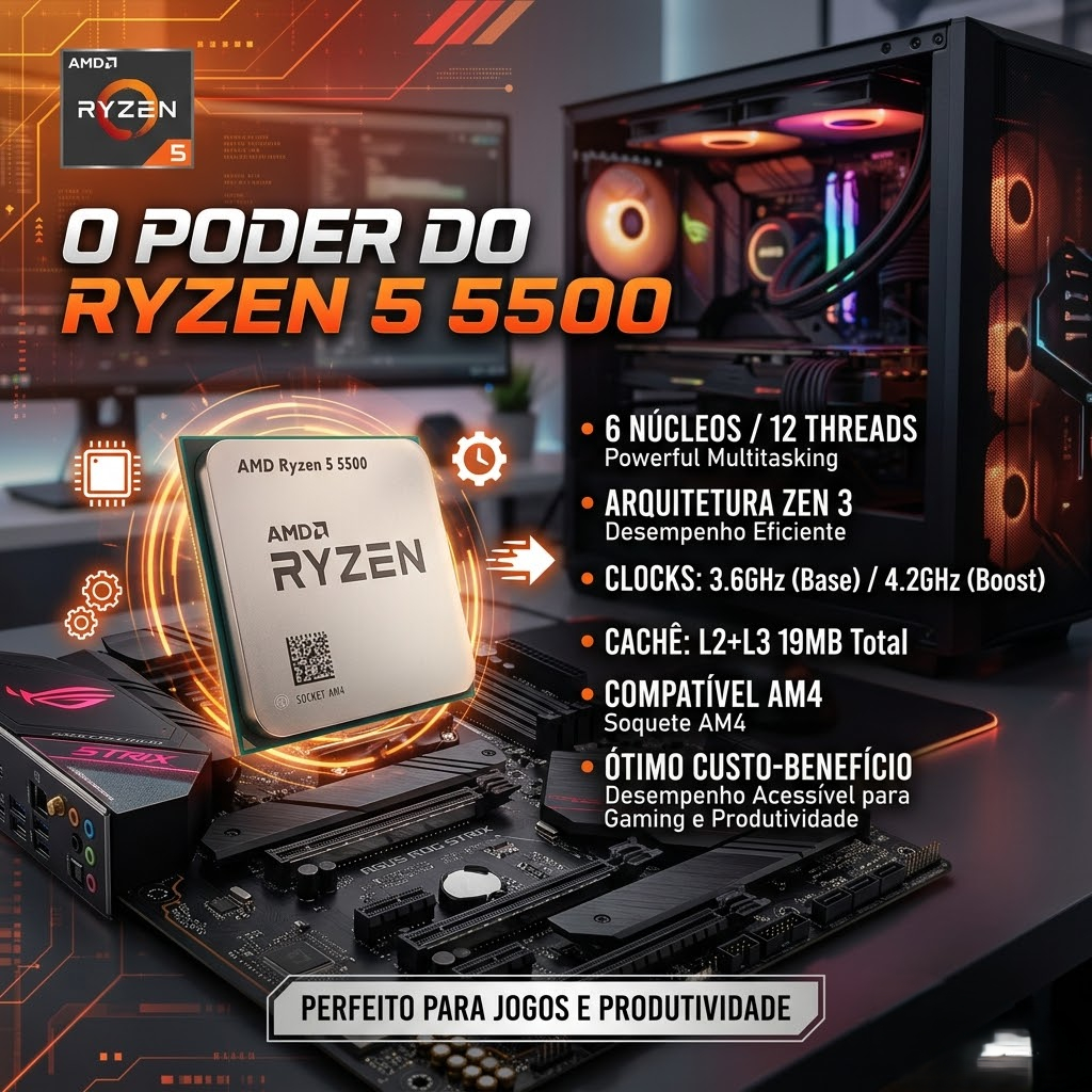 PC GAMER RYZEN 5 5500 32GB RAM DDR4 SSD NVME 500GB RTX 3050 6GB