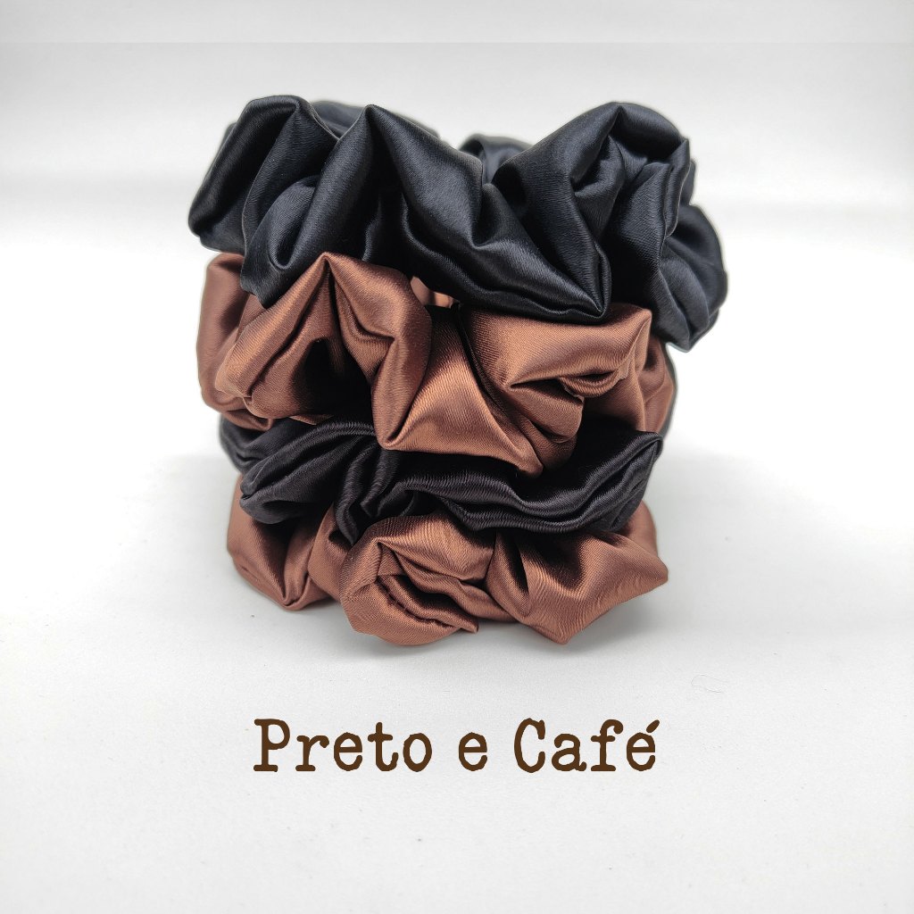 Kit com 4 Scrunchie/Xuxa/Amarrador de Cabelo de Cetim Anti frizz