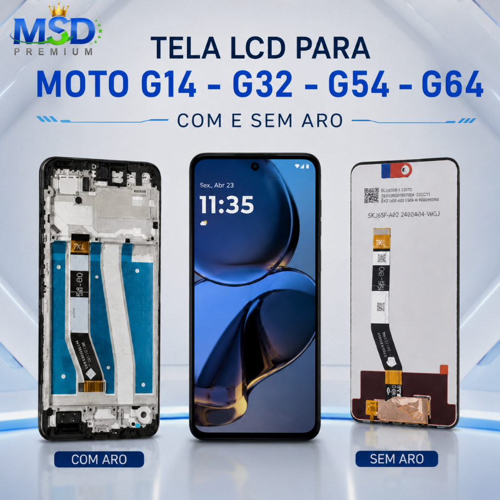 Tela Display Frontal Universal Moto G14/ G32/ G54/ G64 + Touch LCD ...