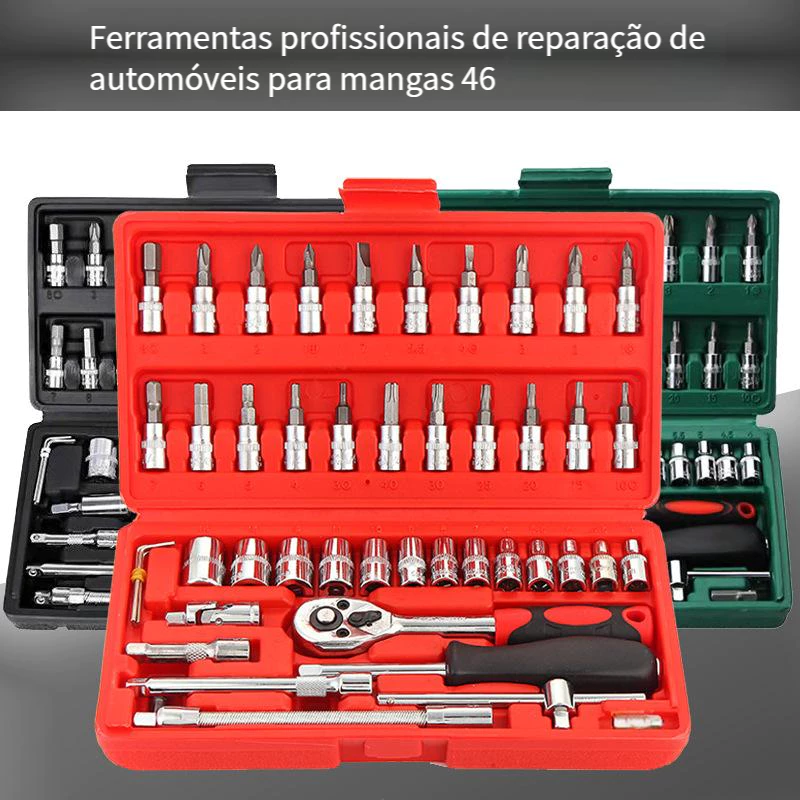 40 Peças / 46 Peças Jogo De Chave Catraca Caixa De Ferramentas para Reparo de Carros / Conjuntos de Chaves - Imagem 3