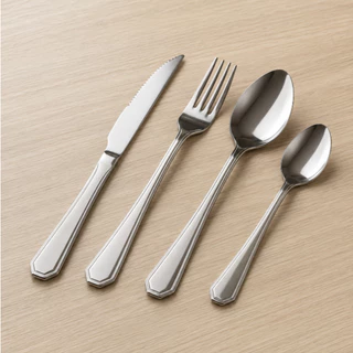 Faqueiro Atenas 24 Peças Aço Inox 6 Facas Garfos Colheres de Mesa e Sobremesa AD para Presente Ideal