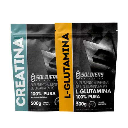 Kit Creatina Monohidratada 500g Glutamina 500g 100 Pura Soldiers Nutrition