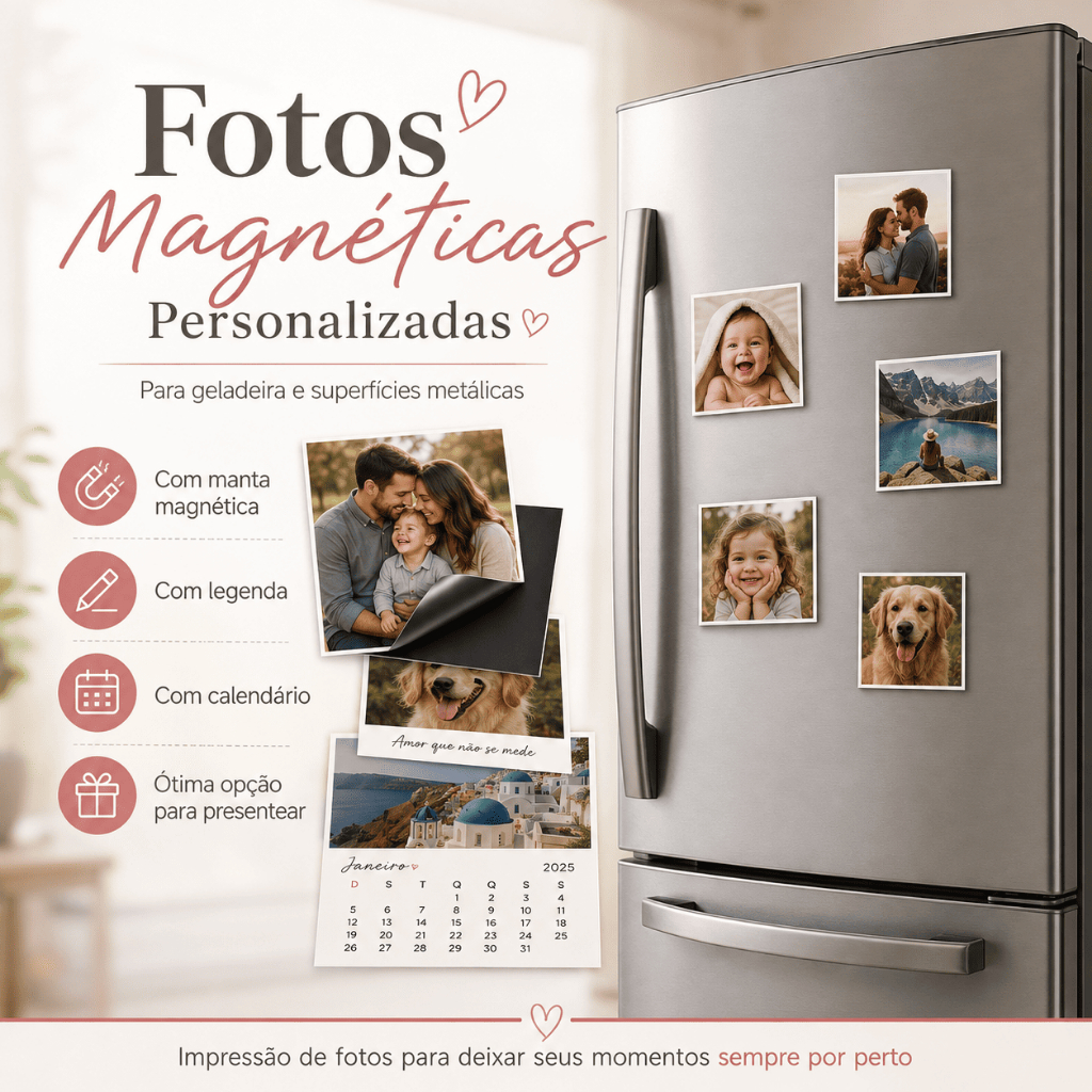 Foto Imã de Geladeira Personalizada — Kit 10 Fotos