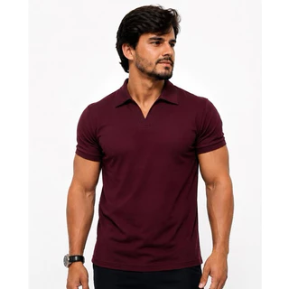 Camisa Polo Gola Italiana Sem Botão, Modelada Old Money Premium