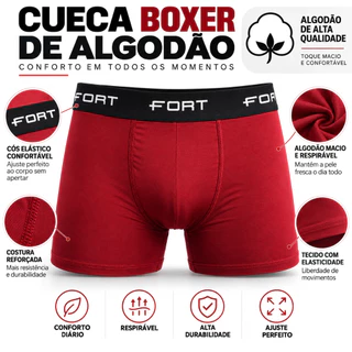 Kit Com 10 Cuecas Algodão Boxer Cotton Adulto Fábrica Original