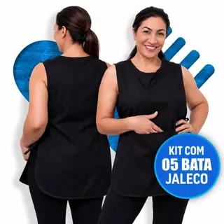 Kit Com 5 Bata Jaleco Avental Uniforme Domestica Casa Restaurante Limpeza