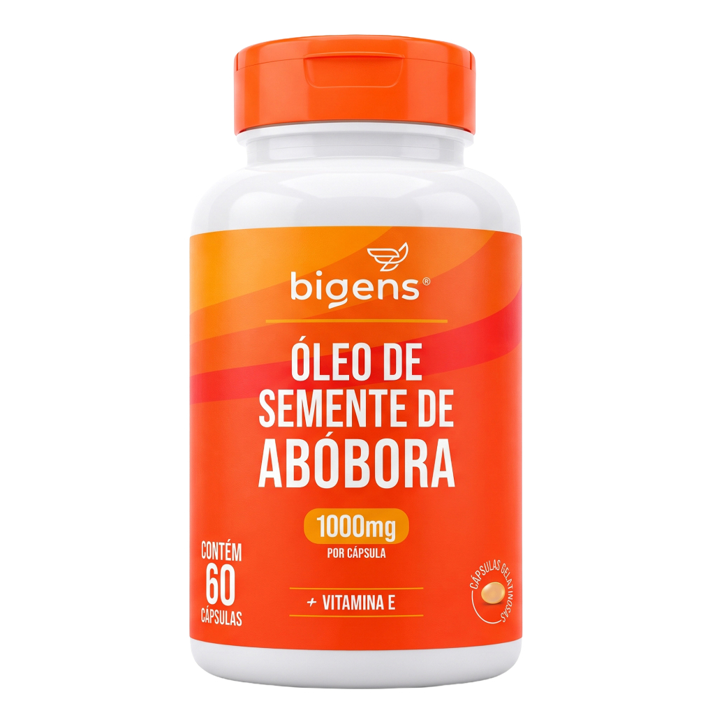 Bigens Óleo de Semente de Abóbora 1000mg + Vitamina E Cápsulas Gelatinosas 60 Cápsulas