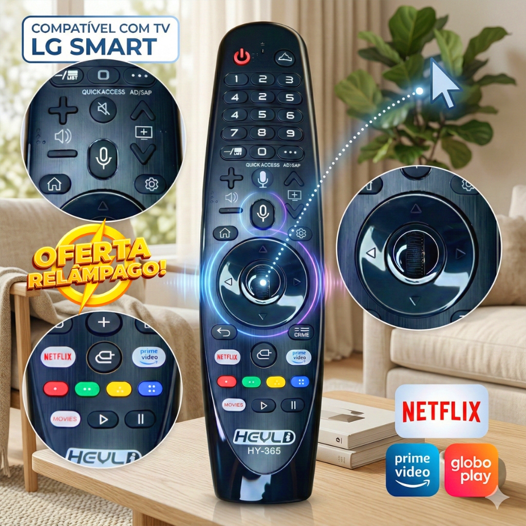Controle Smart Magic LG Com Comando De Voz AN-MR19BA ThinQ Ai Netflix ...