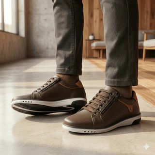 Sapatenis Masculino Ziper e Cadarço Calce Casual A3 em Oferta na Shopee