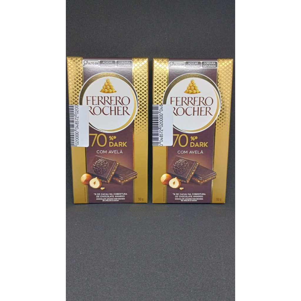Ferrero Rocher Dark 70% Avelã: Puro Chocolate Premium 2 unidades 90 Gr ...