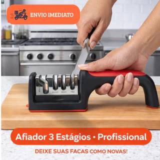 Afiador de facas Profissional 3 estagios Amola facil cozinha + envio imediato em Oferta na Shopee