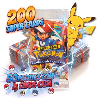 50 Pacotinhos PokeBall | São 200 CARDS e CARTAS em Oferta na Shopee