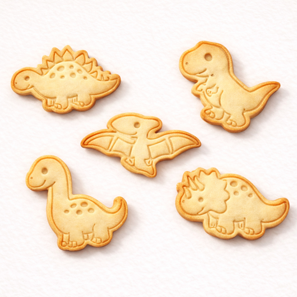 Kit 5 Cortadores de Biscoito Dinossauro com Marcadores | Pas