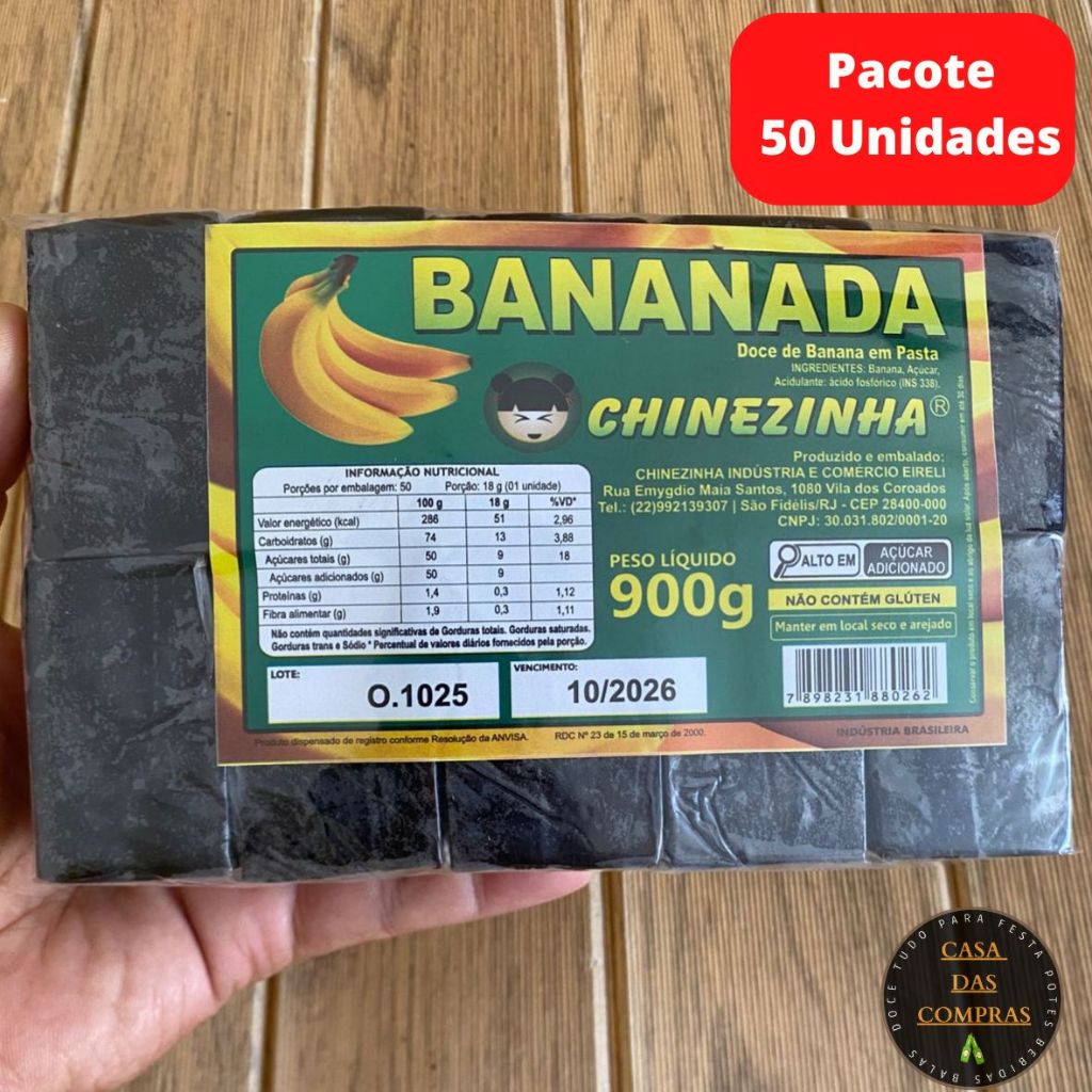 Doce Bananada Bananinha Lisa (Mariola) Chinezinha com 50 unidades