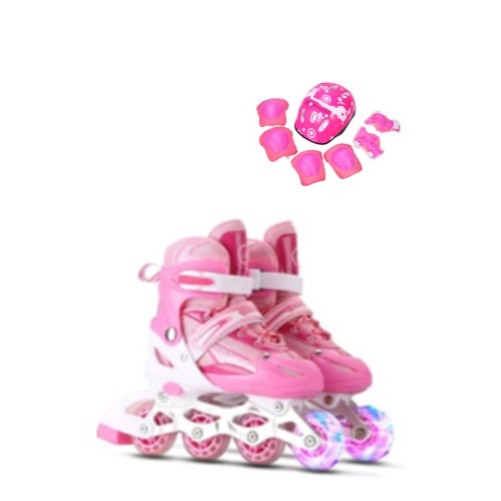 Patins Roller In Line I antil Ajustável 29-33 35-38 39-42, Luz De Led Kit Proteção em