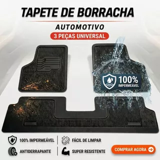Tapete Borracha Automotivo Universal Para Carro Traseiro inteiriço Jogo 3 peças