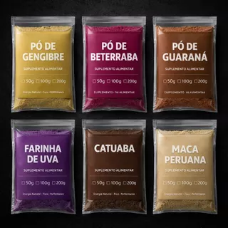 Pré Treino Natural 6 Itens Energético Mistura Bebida Pó - Beterraba Gengibre Guaraná Uva...