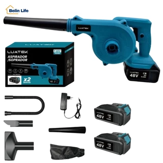 Soprador Aspirador Elétrico 48V 2 Baterias Folhas E Resíduos para Casa e Carro Luatek LWJ-267plus