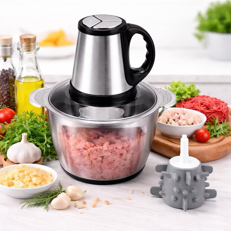 Moedor Elétrico com Alça 2L e 3L Picador de Carne, Alho e Le