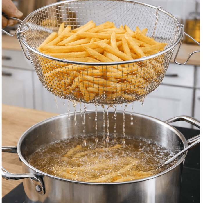 Cesto para Fritura Fritadeira Inox 22cm/26cm Reforçado c/ Pe