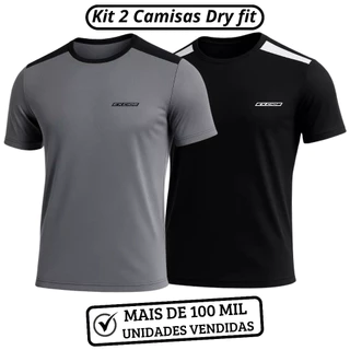 Kit 2 Camiseta Masculina Dry Fit Academia Camisa Musculação Corrida Dia a Dia