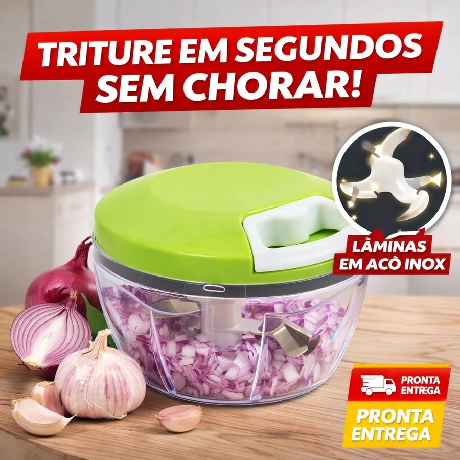 Mini Processador Manual 500ml 3 Lâminas Triturador Alimentos