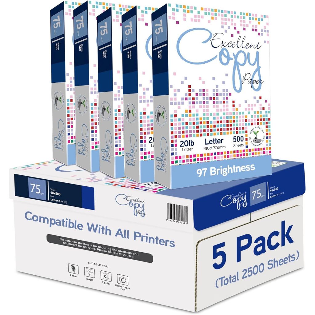 5 Resmas de 500 Folhas de Papel A4 75g Paper Excellent Copy | Shopee Brasil