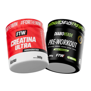 Kit Creatina Ultra Pote 300g + Pré Treino Diabo Verde Pre-Workout 300g - FTW