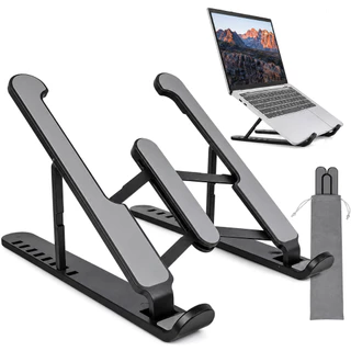 Suporte para Notebook Dobrável em Metal Ajustável e Portátil, Base Antiderrapante Home Office e Trabalho