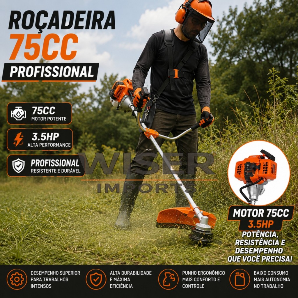 Roçadeira A Gasolina Nakasaki 75cc Completa 3.5HP | Shopee Brasil